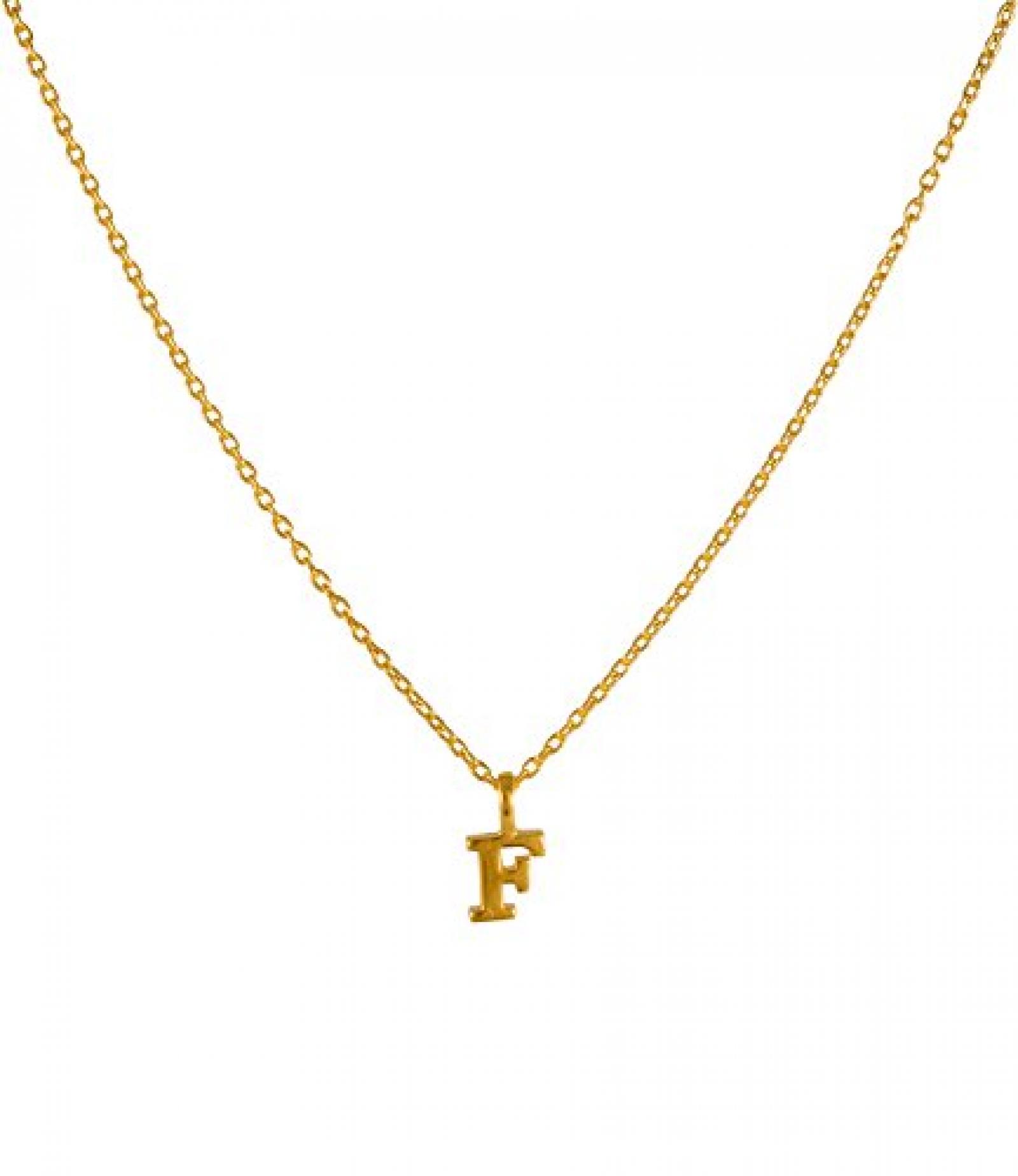 SIX feine gold beschichtete Kette aus 925er Silber mit "F"-Anh&auml;nger (22-936) 